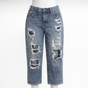 True Craft Cropped Distressed Jeans - Size 10